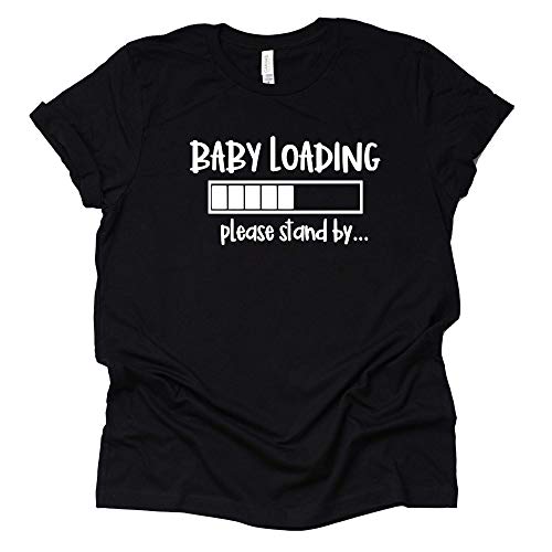 Baby Loading Shirt Pregnancy Announcement T-Shirt Letter Print Short Sleeve Tops Tee-6 Colors