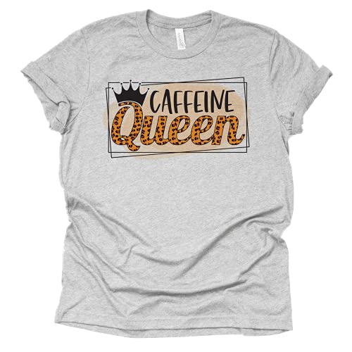 Caffeine Queen Coffee T-Shirt for Women, Unisex Shirt, Coffee Letters Print Shirt with Funny Sayings Casual Tee Tops