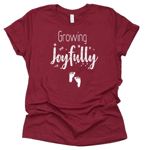 Growing Joyfully Shirt, Christmas Pregnancy Announcement Shirt, Unisex Short Sleeve