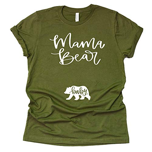 Mama Bear Baby Bear Shirt Pregnancy Announcement T-Shirt Short Sleeve Tops Tee-6 Colors