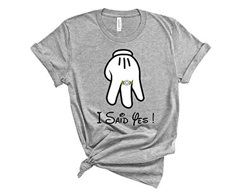 I Said Yes Engagement Graphic Tees Girlfriend Gift Wife T Shirts I Asked Minnie Hand