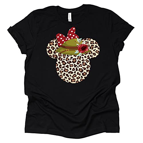 Leopard Print Mickey Ears with Safari Hat Shirt, Animal Kingdom Shirt for Men Women, Matching Couples Tshirt