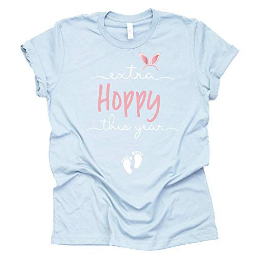Extra Hoppy This Year Shirt, Easter Shirt for Women, Easter Pregnancy Announcement Shirt, Causal Short Sleeve