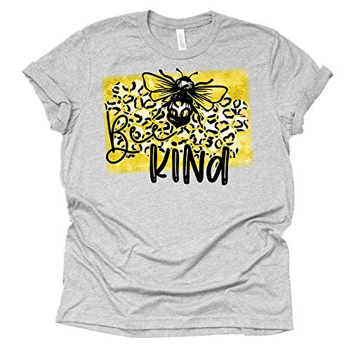 Bee Kind Shirt, Leopard Shirt, Be Kind Shirt, Women Summer Graphic Tees Tops Funny Gift Unisex Short Sleeve