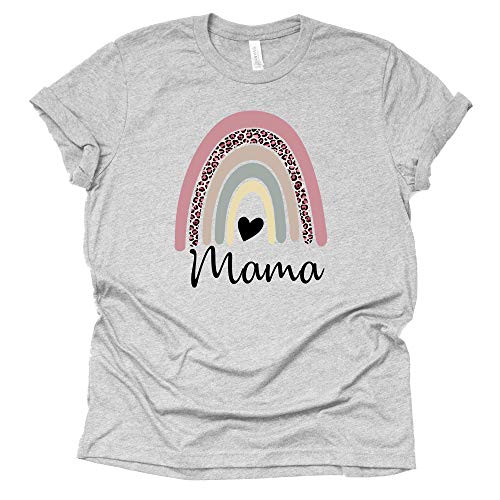 Mama Rainbow Shirt Vintage Mom Shirt Women's Casual Letter Print Short Sleeve Tops Tee