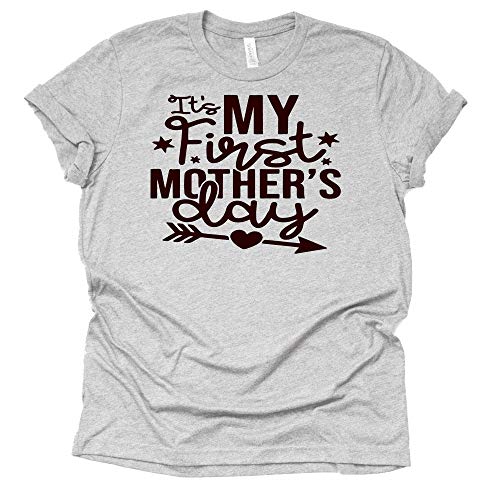 It's My First Mother's Day Shirt Women's Casual T-Shirt Letter Print Short Sleeve Tops Tee-5 Colors