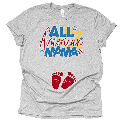 All American Mama Womens 4th of July Pregnancy Announcement Tank, Baby Reveal T-Shirt