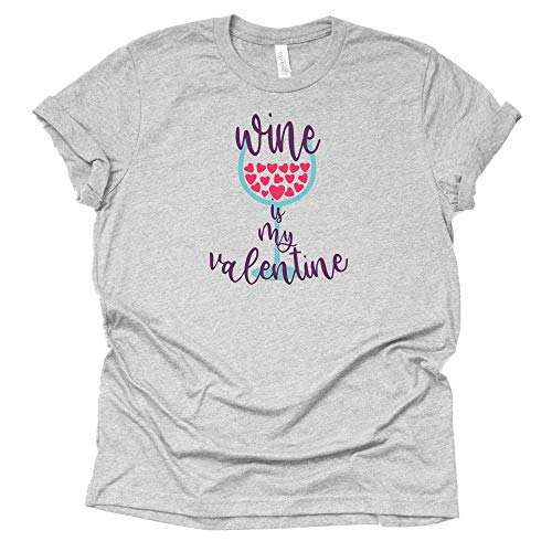 Wine is My Valentine Shirt, Women's Valentines Day Shirt, Wine Glass with Hearts Shirt, Unisex Short Shirt