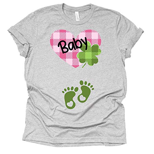 Baby Clover Heart Shirt, Buffalo Plaid St Patrick Shirt, Pregnancy Announcement Shirt, Unisex short Sleeve