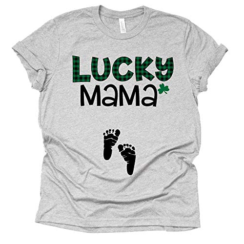 Lucky Mama Shirt, Buffalo Plaid Shirt St Patrick Shirt, Pregnancy Announcement Shirt