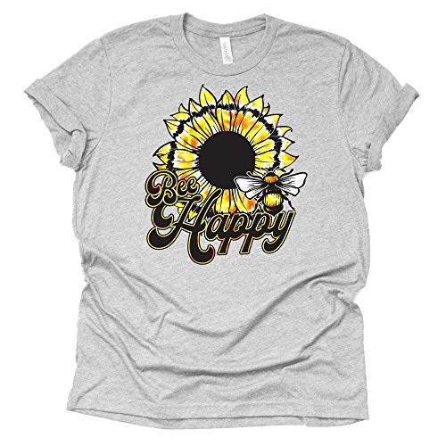 Bee Happy Sunflower Shirt, Bee Lover Shirt, Unisex Short Sleeve t-shirt