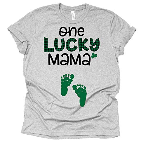 One Lucky Mama Shirt, Buffalo Plaid St Patrick Shirt, Pregnancy Announcement Shirt, Surprise Pregnancy Announcement