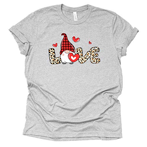 Love Gnome Shirt, Leopard Gnomes Shirt, Womens Valentines Day Shirt, Hearts Shirt, Unisex Short Sleeve Shirt