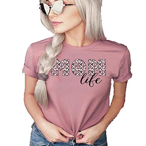 Leopard Mom Life Shirt for Women Leopard Mama Graphic Tops Tee Mother's Day Short Sleeve Casual Blouse