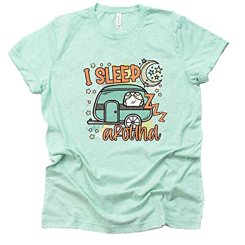 I Sleep Around Shirt, Camper Life Shirt, Camping RV Shirt, Women Summer Graphic Tees Tops Funny Unisex Short Sleeve