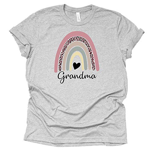 Rainbow Grandma Shirt Leopard Printed T Shirt Unisex Summer Grand Parent Casual Short Sleeve Tops Blouse