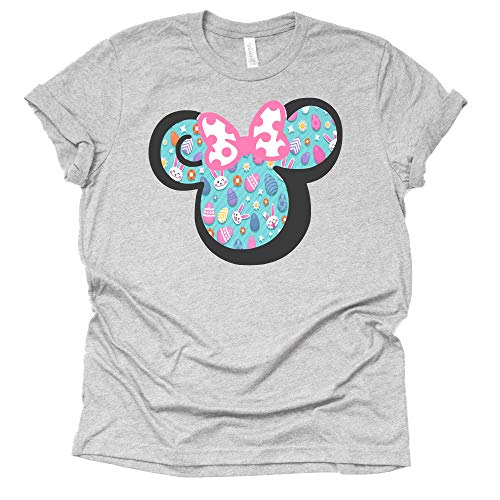 Minnie Easter Shirt for Women, Easter Eggs Shirt Short Sleeve Letter Print Funny Casual Tops Blouse