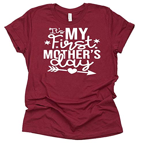 It's My First Mother's Day Shirt Women's Casual T-Shirt Letter Print Short Sleeve Tops Tee-5 Colors