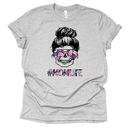 Womens Mom Life, Skull Messy Bun Sunglasses T-Shirt Unisex Shirt