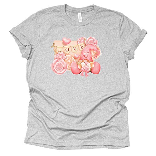 Love Roses Gnome Shirt, Women's Valentines Day Shirt, Hearts Shirt, Unisex Short Sleeve Shirt