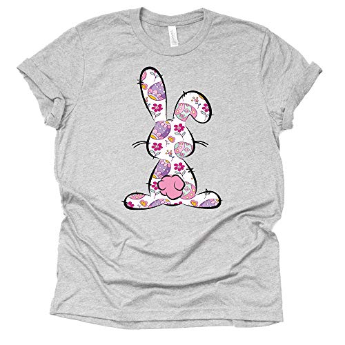 Floral Easter Bunny Shirt, Easter Shirt, Religious Tee, Pretty Bunny Shirt, Fancy Bunny Shirt, Causal Short Sleeve T-Shirt, Easter Shirt for Women