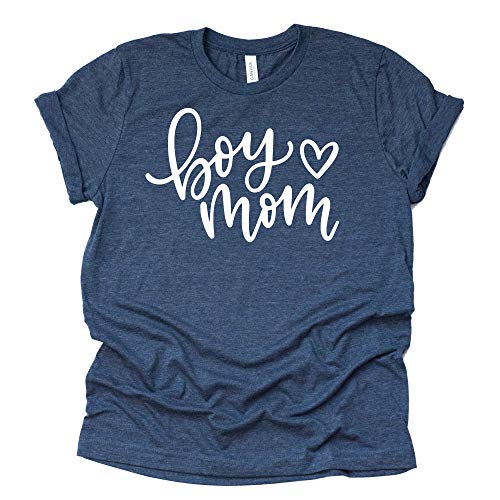 Boy Mom T Shirt Women's Casual Letter Print Short Sleeve Tops Tee-7 Colors