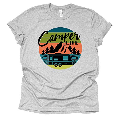 Camper Life Shirt, Camping RV Shirt, Women Summer Graphic Tees Tops Funny Gift for Christmas Unisex Short Sleeve