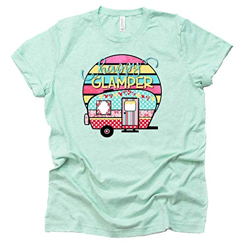 Happy Glamper Shirt, Camper Life Shirt, Camping RV Shirt, Women Summer Graphic Tees Tops Funny Unisex Short Sleeve