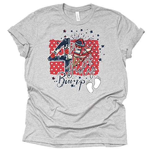 Maternity Bumps First 4th Of July Pregnancy Tshirt Funny Patriotic Tee For  Baby Bump (White) - M 
