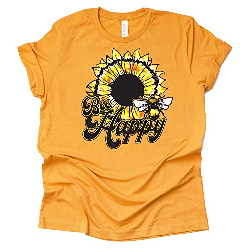 Bee Happy Sunflower Shirt, Bee Lover Shirt, Unisex Short Sleeve t-shirt