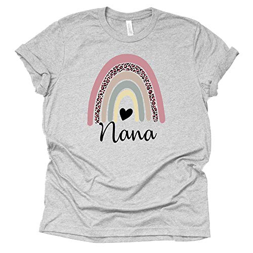 Rainbow Nana Shirt Leopard Printed T Shirt Unisex Summer Grand Parent Casual Short Sleeve Tops Blouse