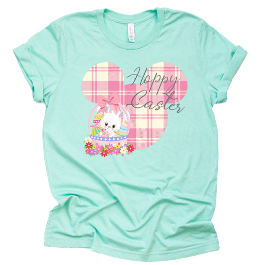 Mickey Hoppy Easter Shirt, Easter Shirt Short Sleeve Letter Print Funny Casual Tops Blouse