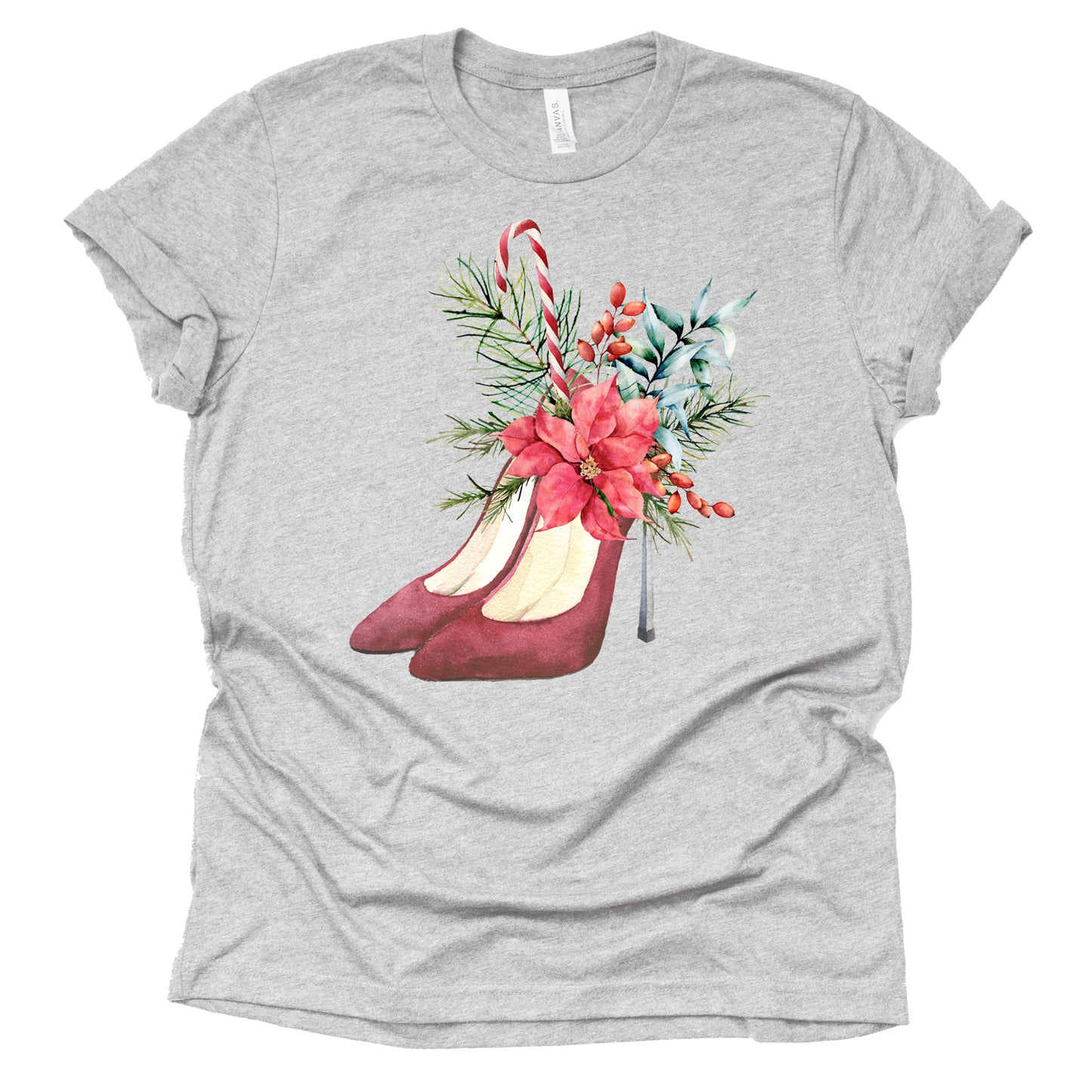 Christmas High Heel Pump Shirt Unisex Short Sleeve Casual Tee Top