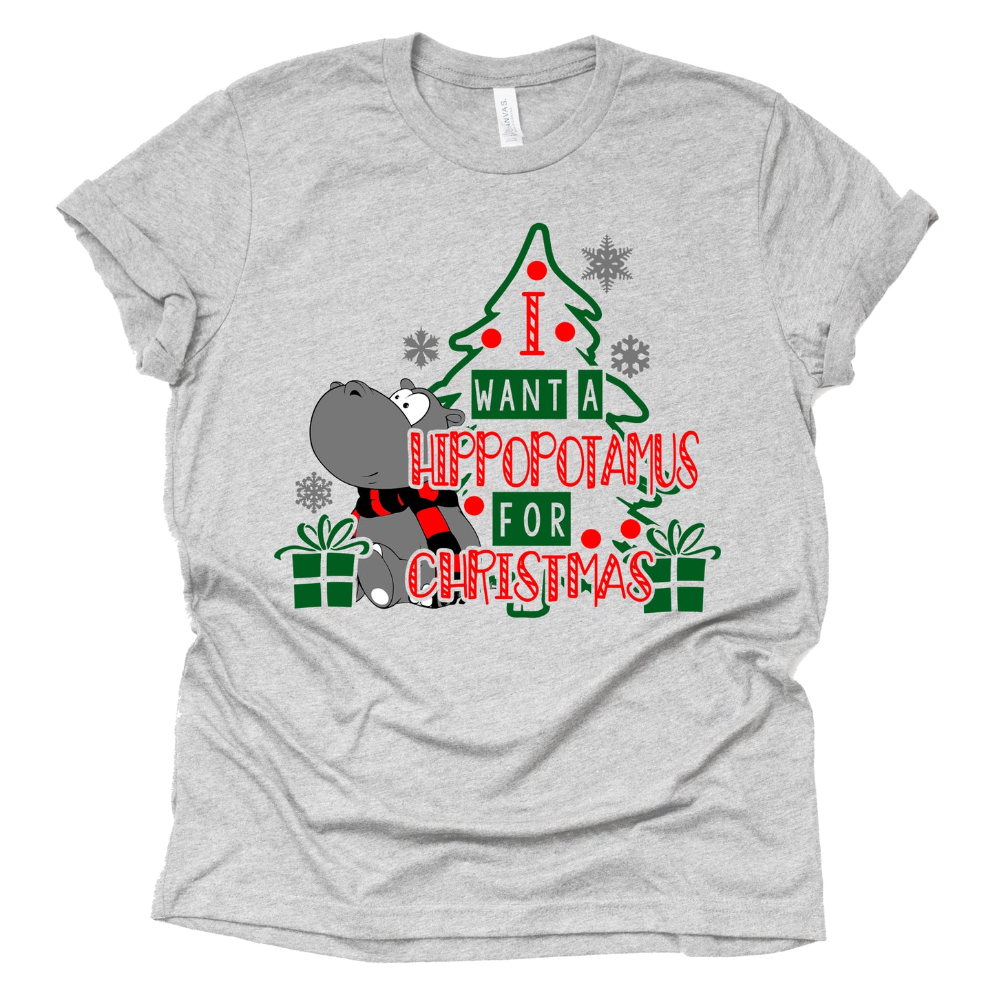 I Want a Hippopotamus for Christmas Shirt Unisex Short Sleeve T-Shirt Graphic Tops