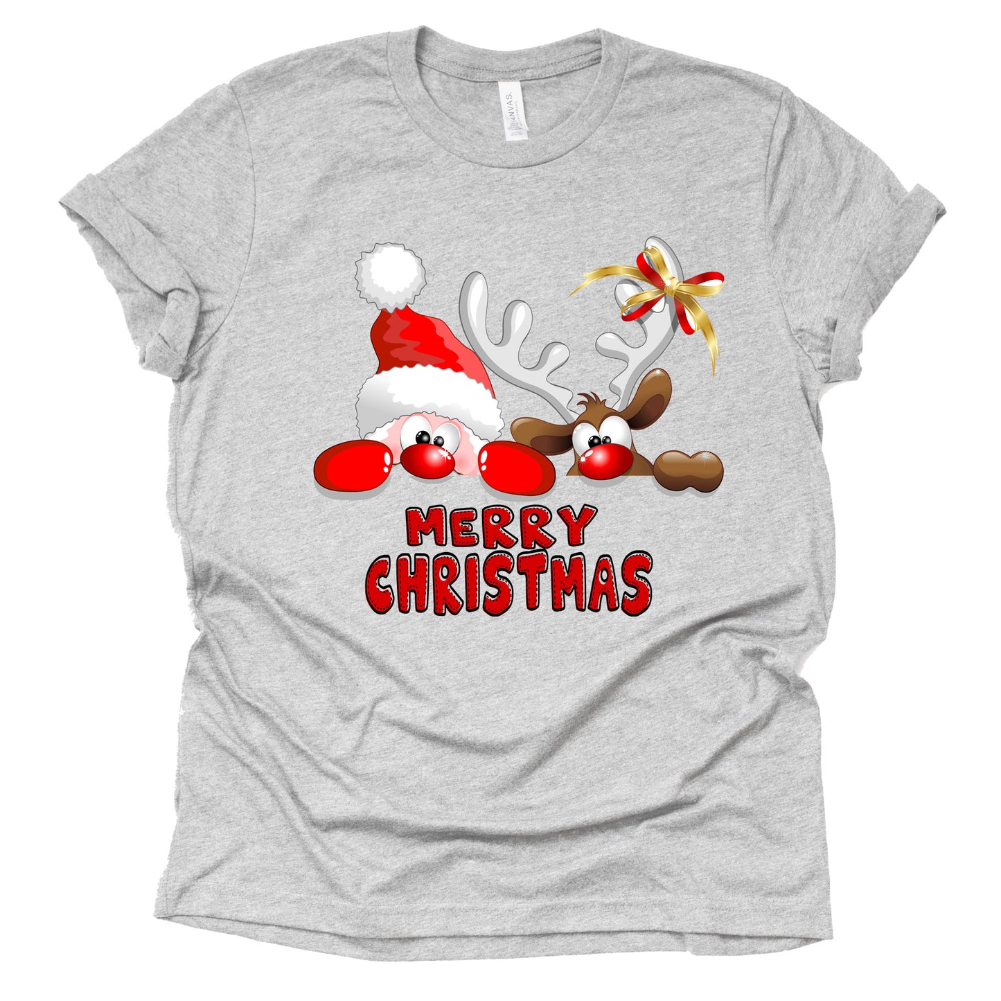 Christmas Shirt, Merry Christmas Santa Reindeer Shirt, Women's Ladies T-Shirt Graphic Tees,