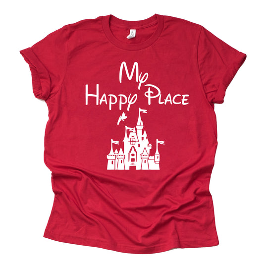 My Happy Place Shirt, Disney Theme Park Shirt, Castle T-Shirt, Unisex Casual Short Sleeve